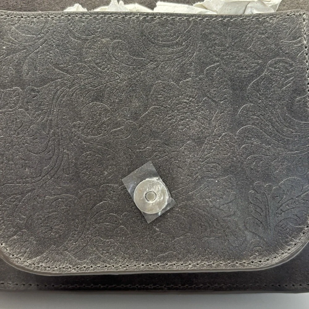 Most Wanted USA Tooled Leather Handcrafted Grey Crossbody Handbag Purse NWT‎