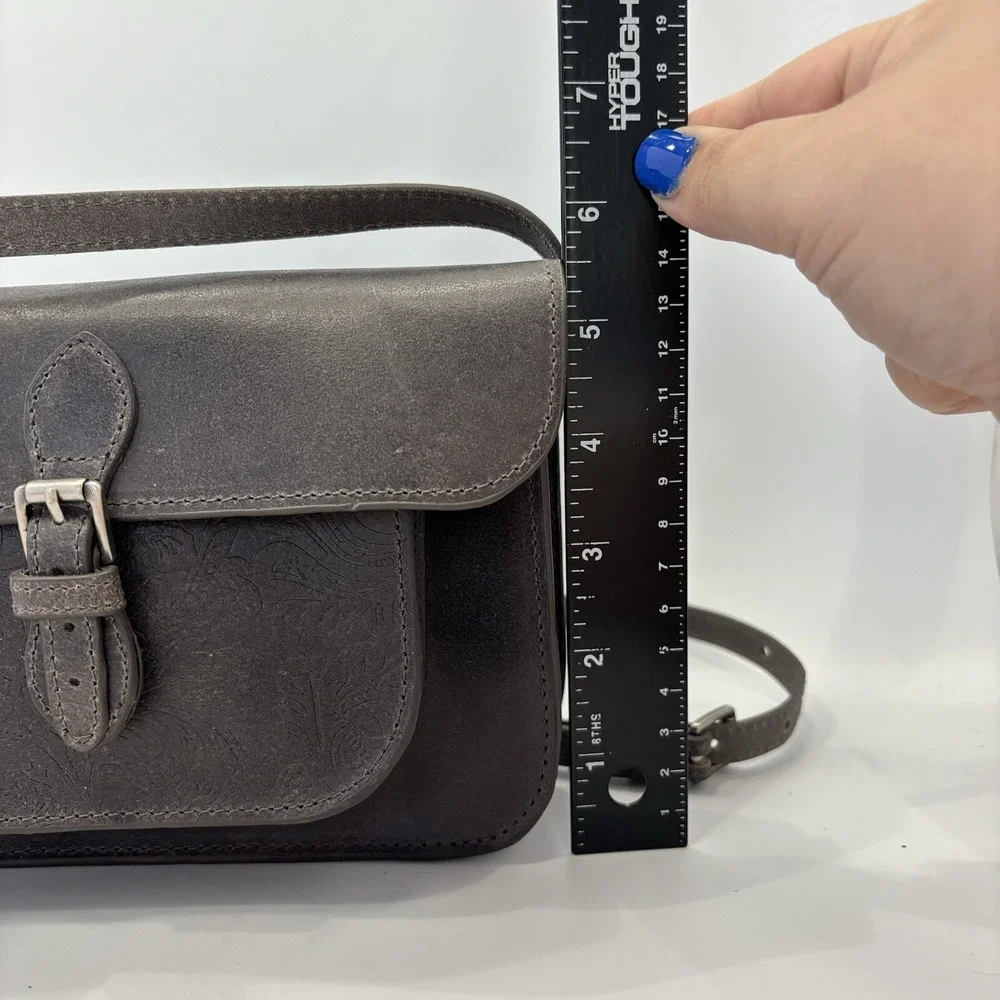 Most Wanted USA Tooled Leather Handcrafted Grey Crossbody Handbag Purse NWT‎