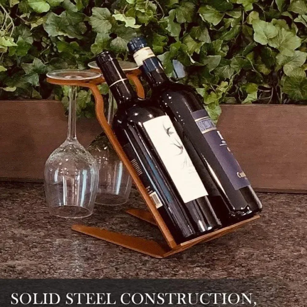 DI PRIMA USA Wine Rack Freestanding Tabletop Solid Steel Brown Made in Italy