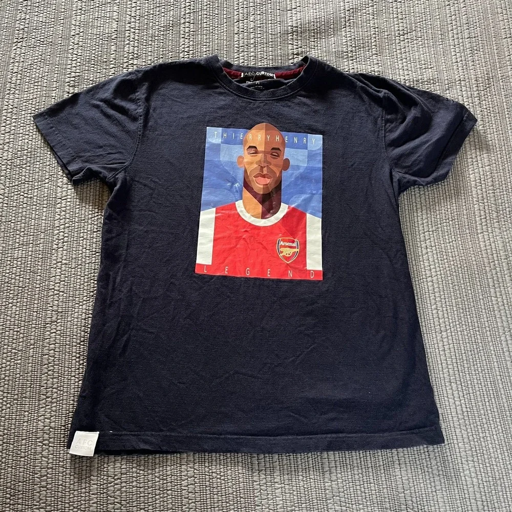 AFC Custom Thierry Henry Legend Arsenal Soccer T-Shirt Men's‎ Medium Navy Blue