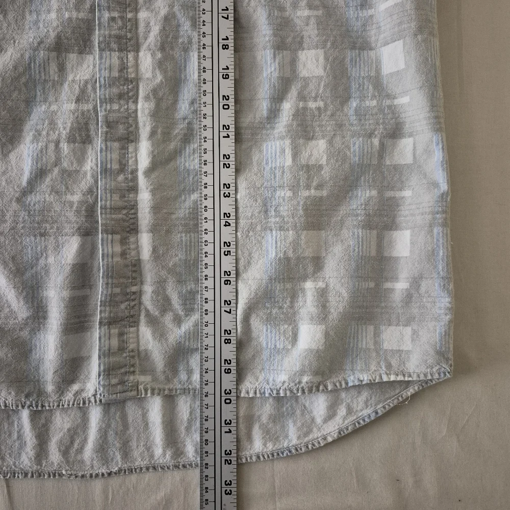 Vtg Tomato Mens XL Gray Plaid Grid Check‎ Hidden Button Up Shirt 90s Y2K Skater