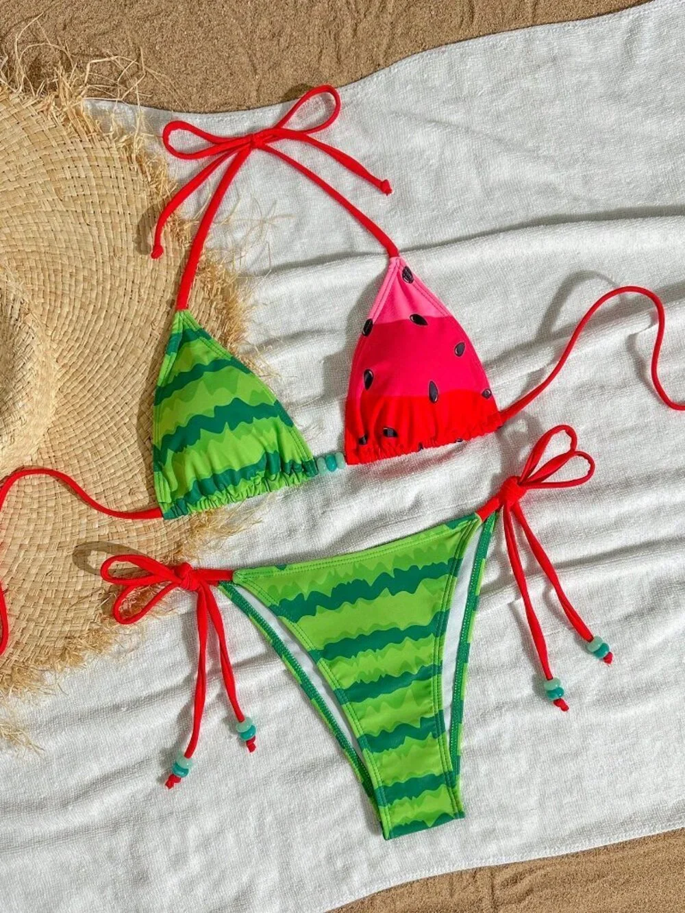 watermelon Casual Women's Halter Neck Tankini Bikini