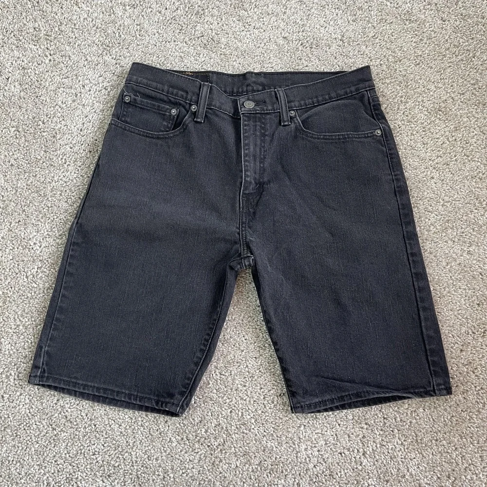 Levis 505 Denim Jorts Shorts Mens 32 Black Dark Wash 5 Pocket Casual Summer