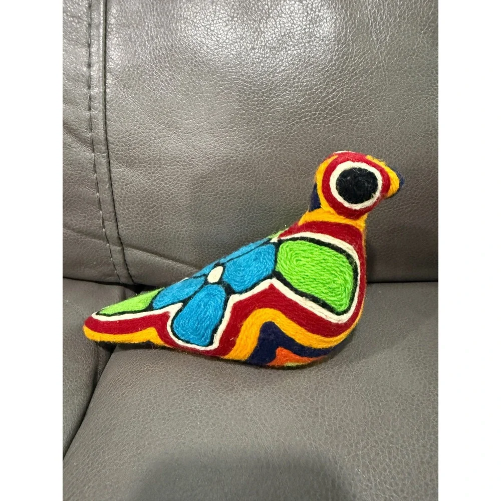 Mexican Folk Art Yarn Bird‎ Figurine Multicolor Psychedelic Handcrafted 8 Inch