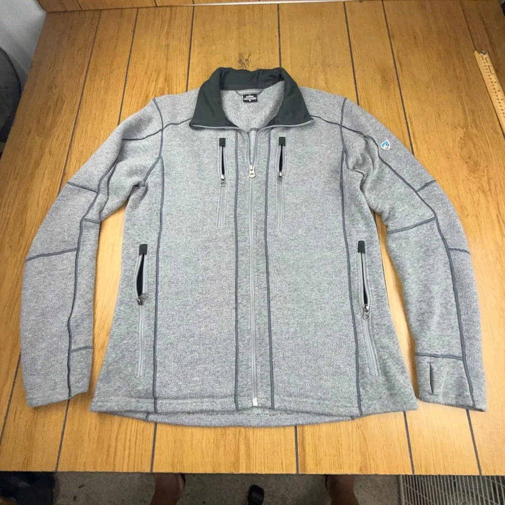 Kuhl Interceptr Mens Full Zip Fleece Jacket‎ Gray Heather Hiking Outdoor Medium