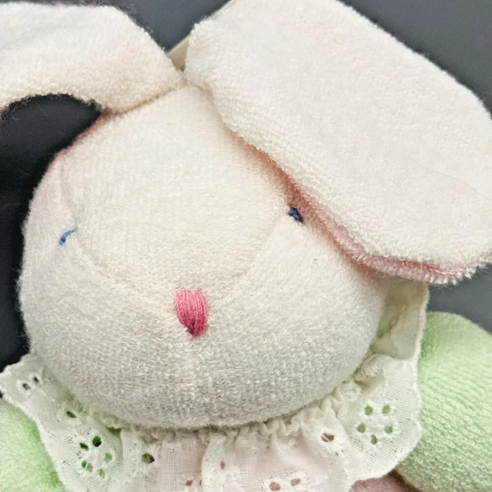 First Peek Terry Cloth Bunny Rabbit Plush Color Block‎ Rattle 8
