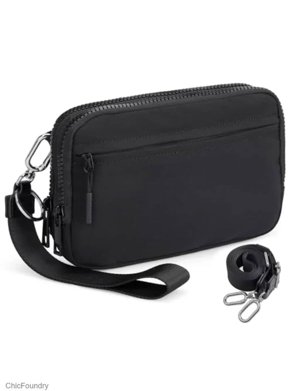 RFID Wristlet Crossbody Purse with Anti-Theft Lock, Nylon 2-in-1 Wallet