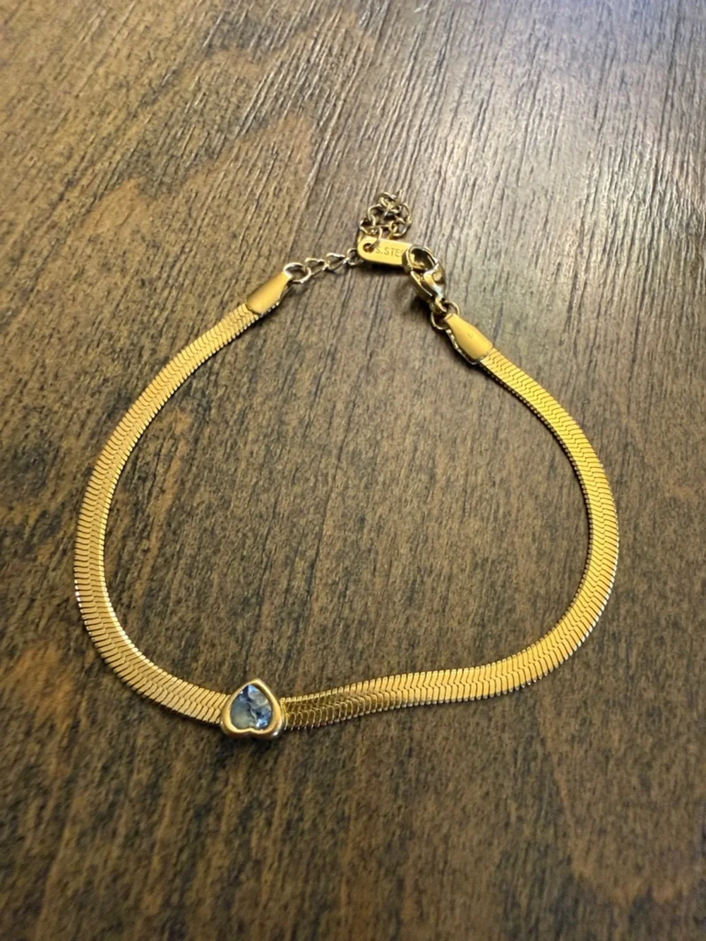 Stainless steel (S1) heart gold plated  bracelet gold blue