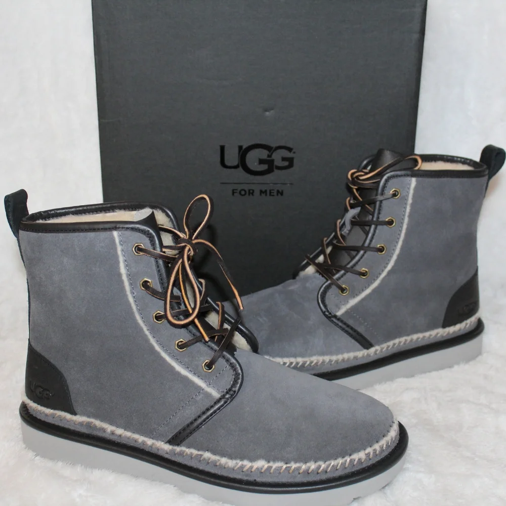 UGG HARKLEY SUEDE SHEARLING STITCH BOOTS NEW‎