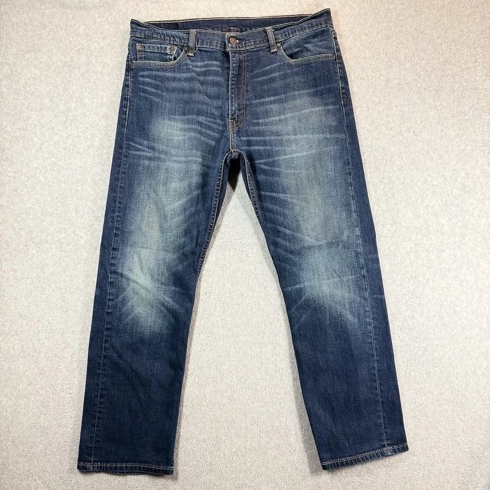 Levis 504 Jeans Mens 36x30 Blue Straight Leg Mid Rise Stretch Dark‎ Wash
