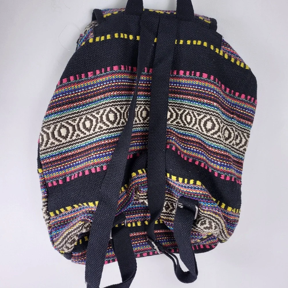 Woven Medium Size BACKPACK PURSE SOUTHWESTERN DESIGN‎ BAJA STYLE Multicolor