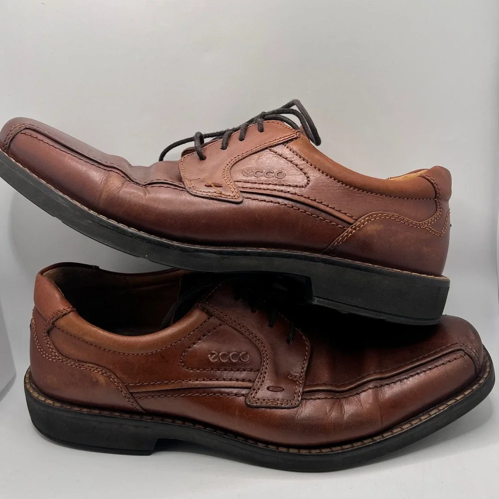 Ecco Brown Leather Shoes Oxford‎ Lace Up Comfort Casual Size 43. US 10