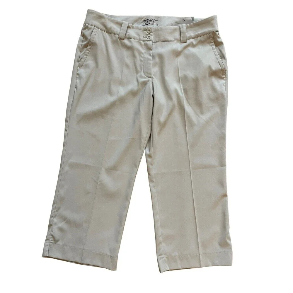 Nike Women's Modern Tech‎ Casual Trouser Cropped Pants Khaki Beige Size 14