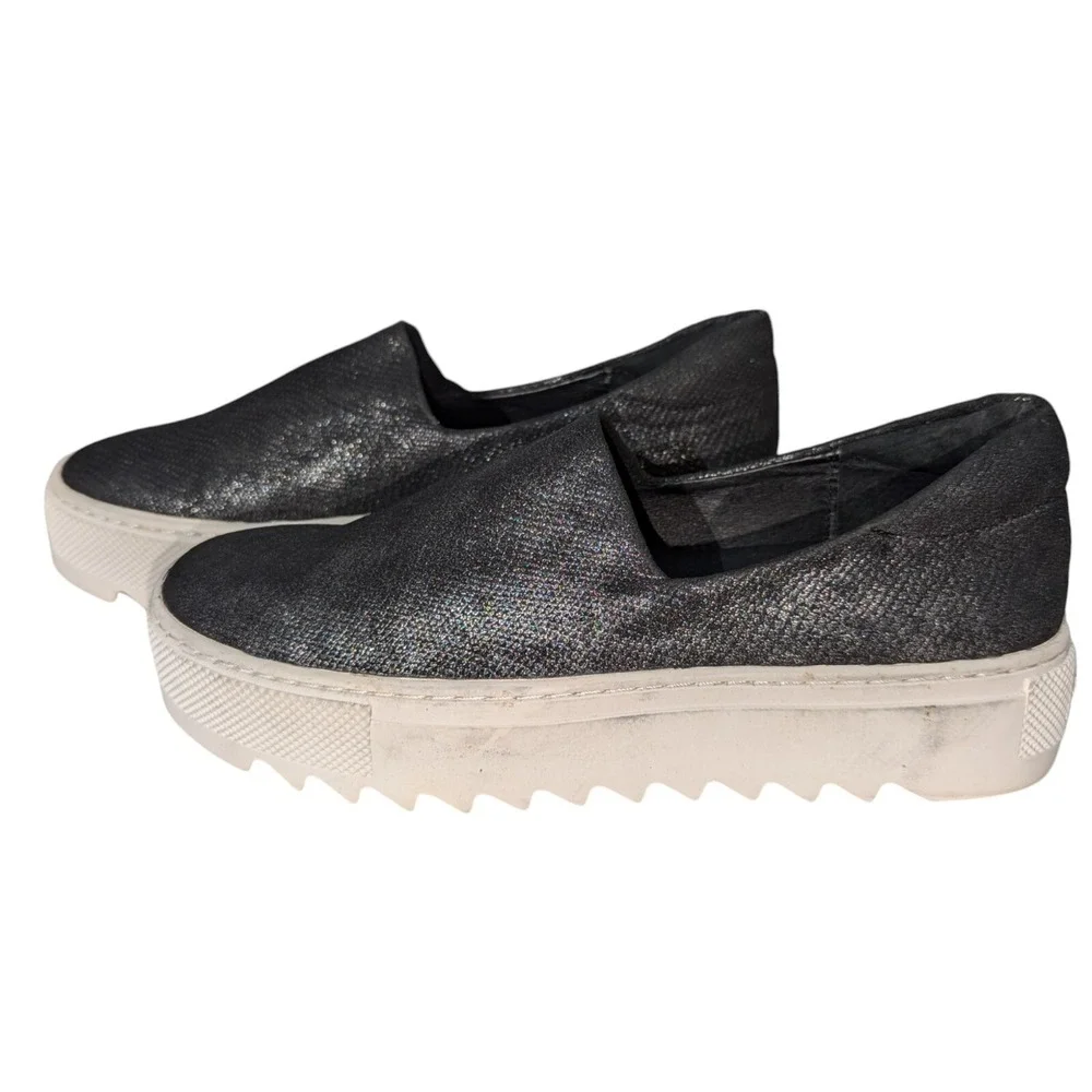 J Slides NYC Platform Slip-on Sneaker Metallic Black Size 6M US 1.5