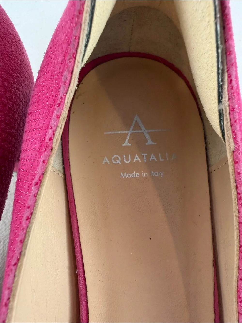 Aquatalia Embossed Suede Pointed Toe Block Heel Pumps in‎ Fuchsia Pink Size 6