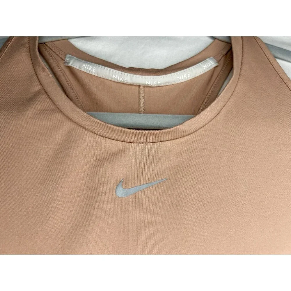 Nike Dri-Fit One Luxe Slim Fit Training Tank Top Women L  Peach Slinky Soft Cute
