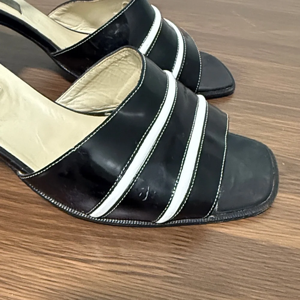 Vintage Bally Black and‎ White Strappy Heels