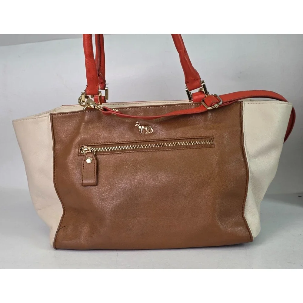 Emma Fox Women's Leather Satchel Shoulder‎ Bag Brown Orange Purse Handbag