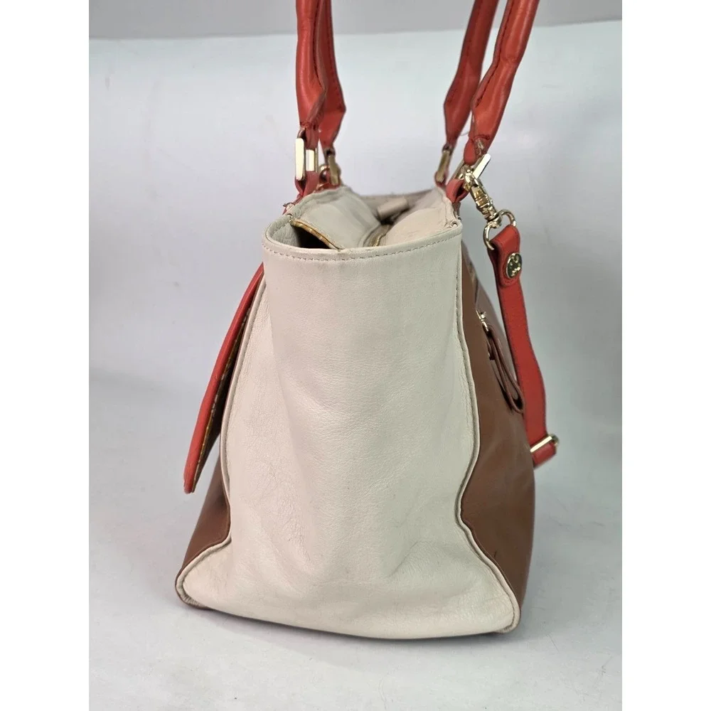 Emma Fox Women's Leather Satchel Shoulder‎ Bag Brown Orange Purse Handbag