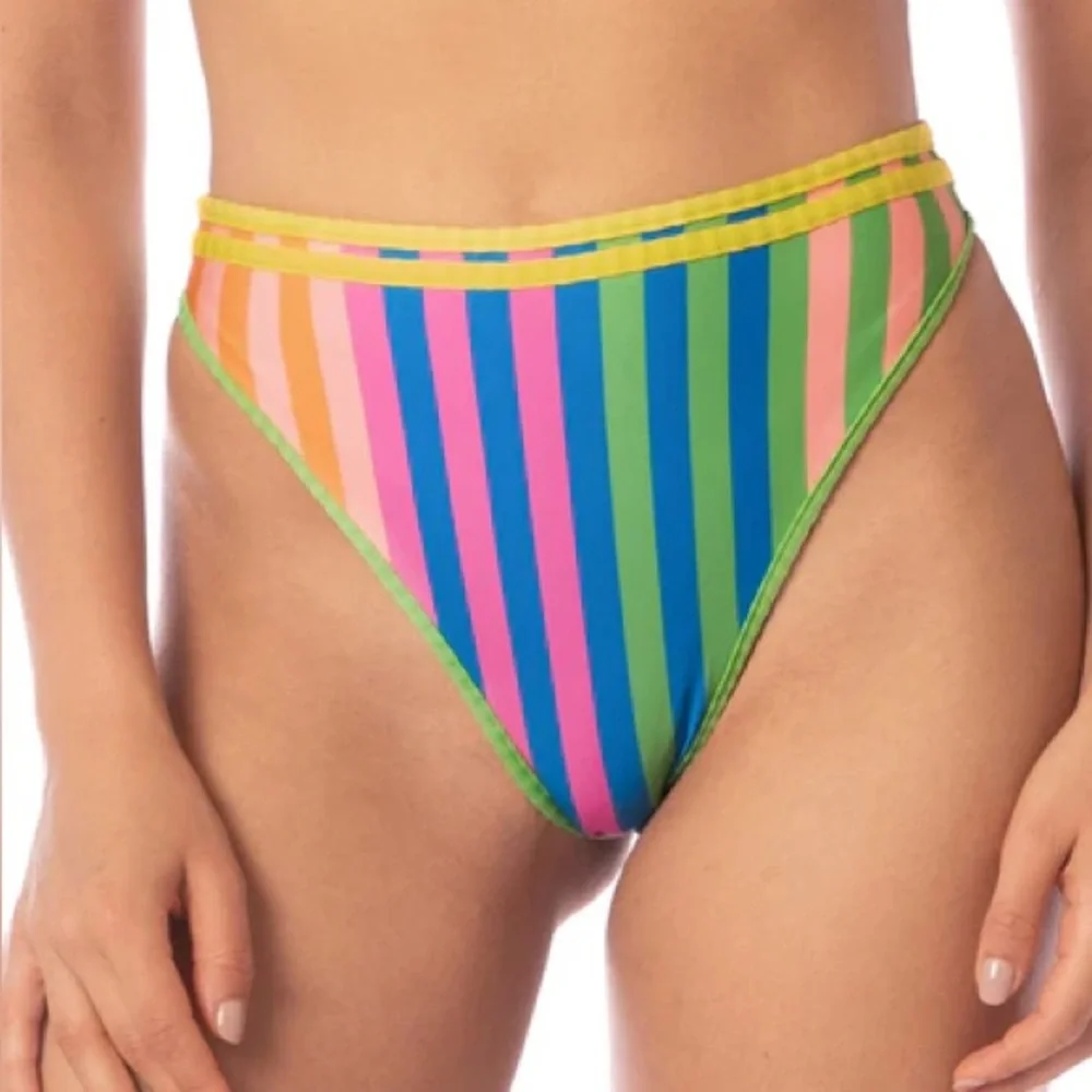 Anthro Maaji Reversible Striped Mule Elite High Rise Classic Bikini Bottom NWT S