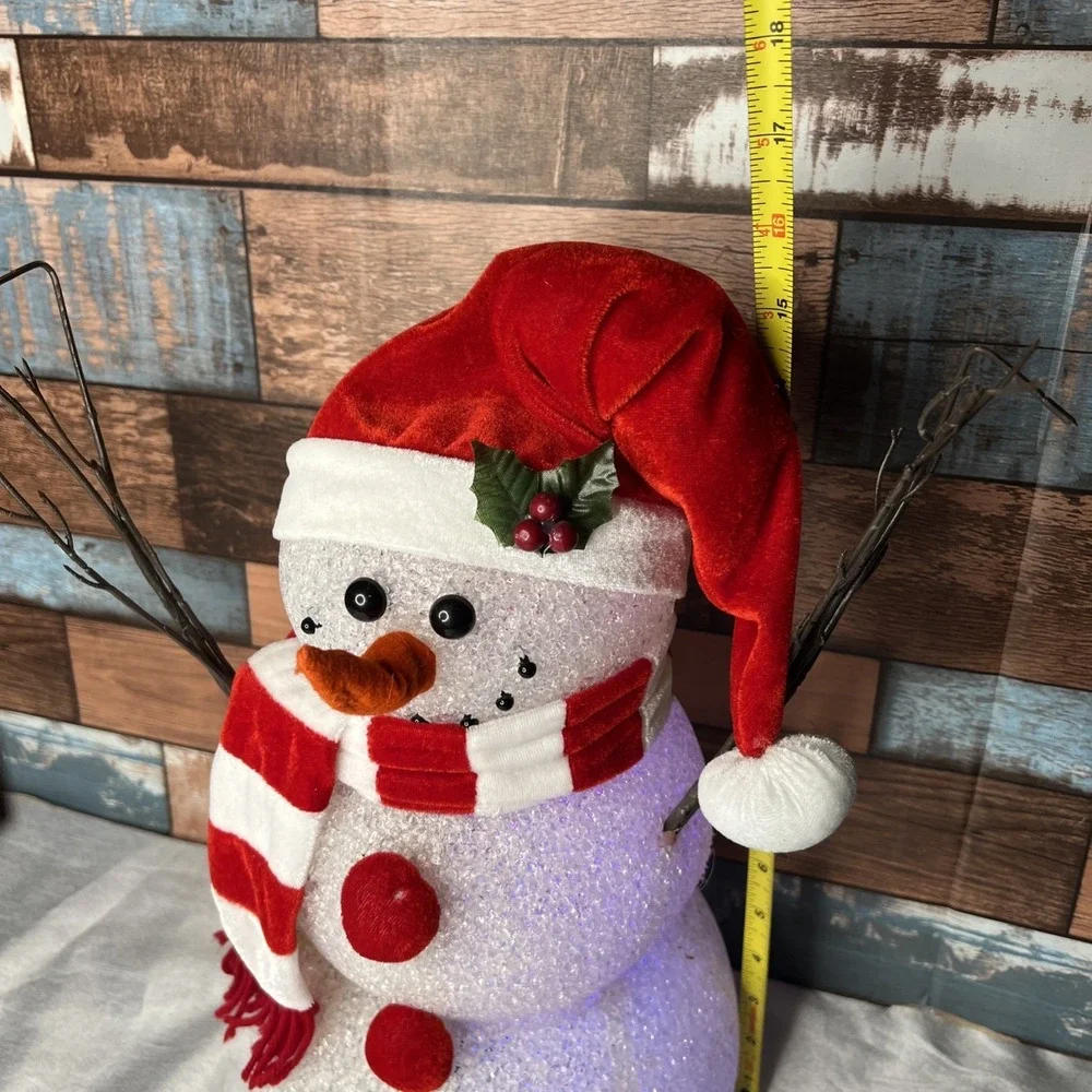 Vintage Large Melted Plastic Popcorn‎ Snowman Color Changing Light 16