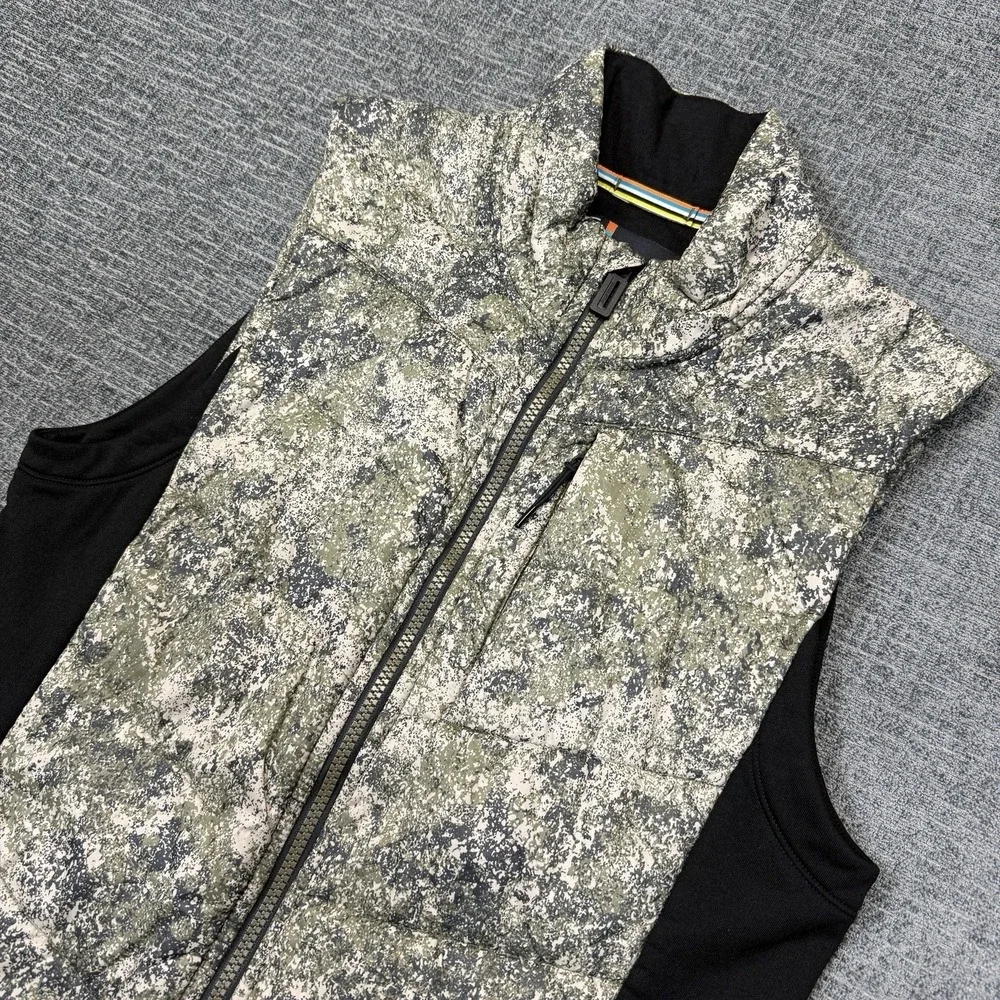 Smartwool Vest Mens Small Green‎ Camo Full Zip Wool Outdoor Hunting Smartloft