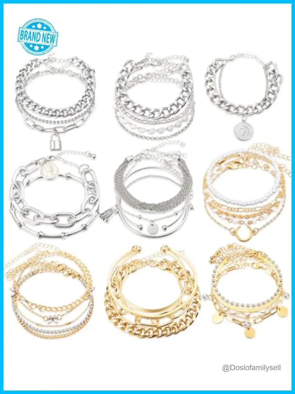 33 Pcs Stackable Chunky Dainty Bangles Set Alloy Mix Metal Bracelets