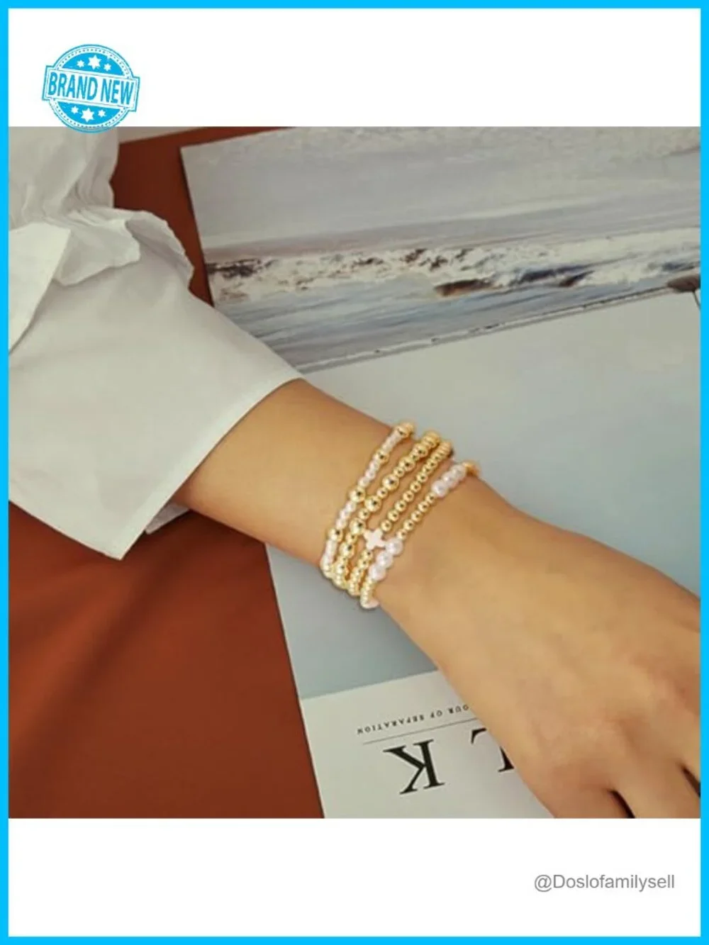 10pcs Gold Stackable Beaded Bracelets, Non Tarnish 14K Gold Plated, Dainty