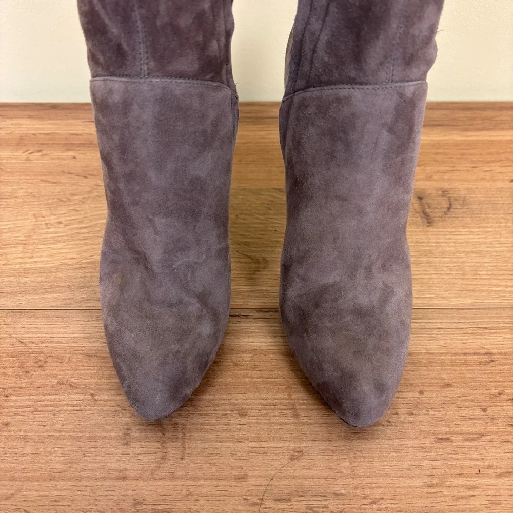 KAREN MILLEN Over-the-Knee Suede‎ Boots Taupe Women Size 36 Stiletto Pointed Toe