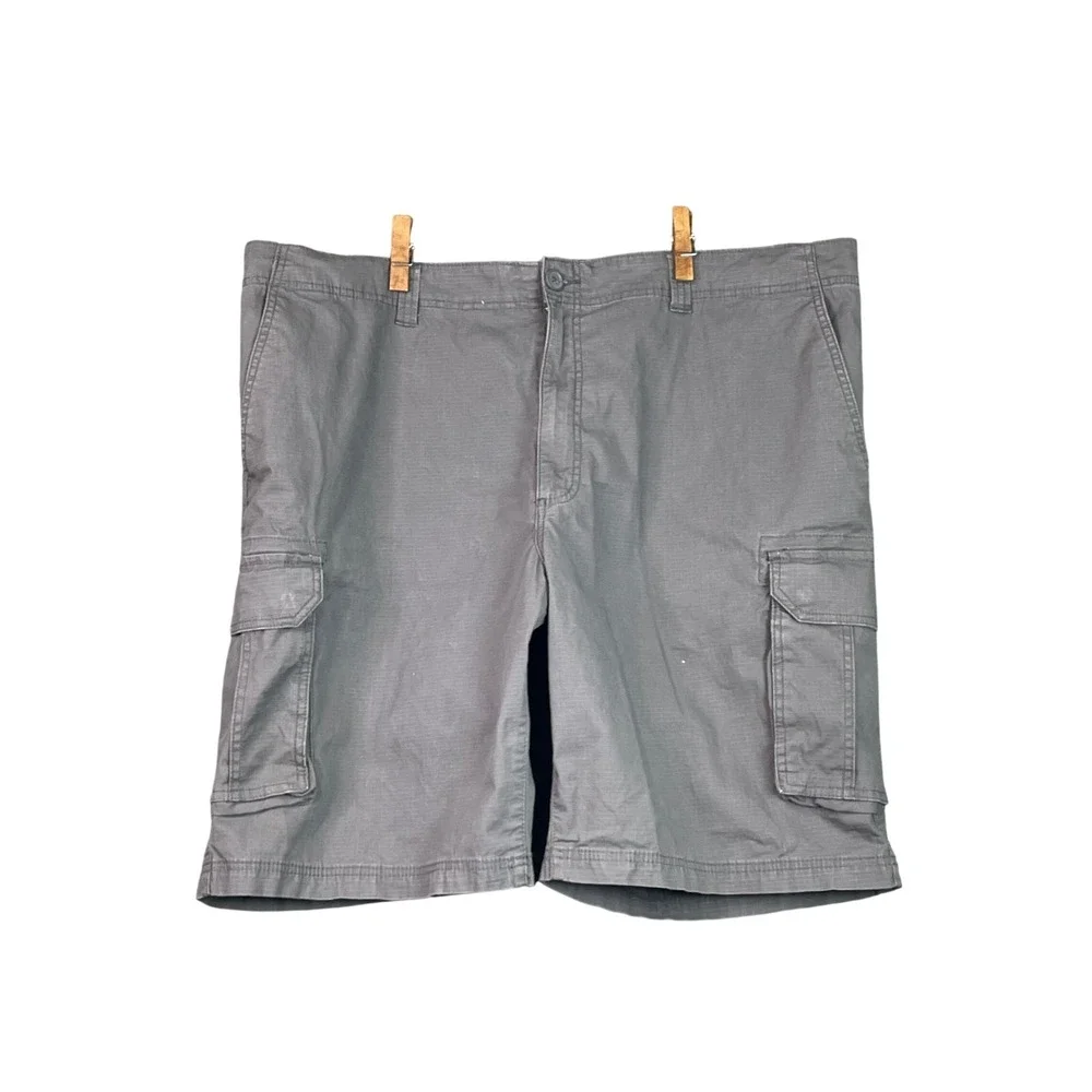 True Nation Cargo Shorts Mens 46 Gray Ripstop Stretch Utility Casual Pockets