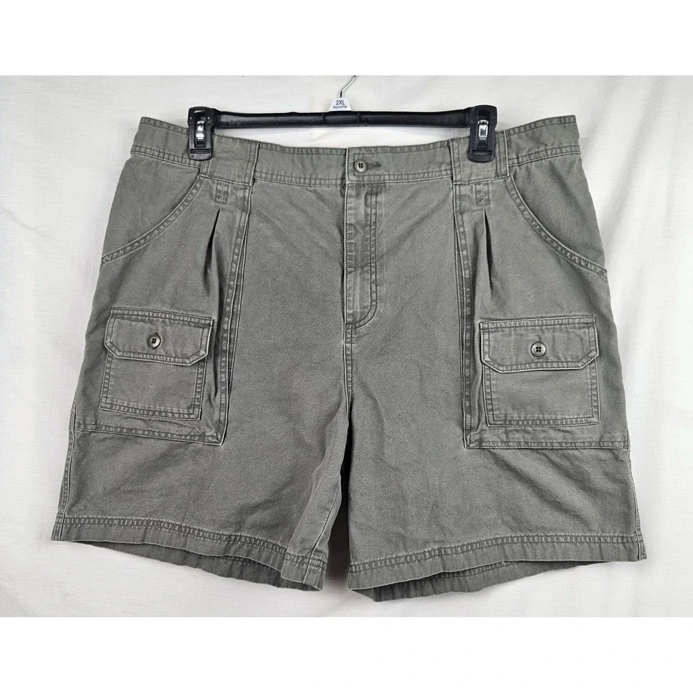 Cabelas‎ Mens Cargo Shorts 40 Green Cotton Canvas Utility Multi Pocket