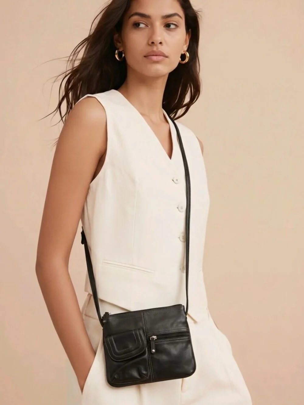 Tignanello Black‎ Crossbody Handbag with Cell Phone Holder