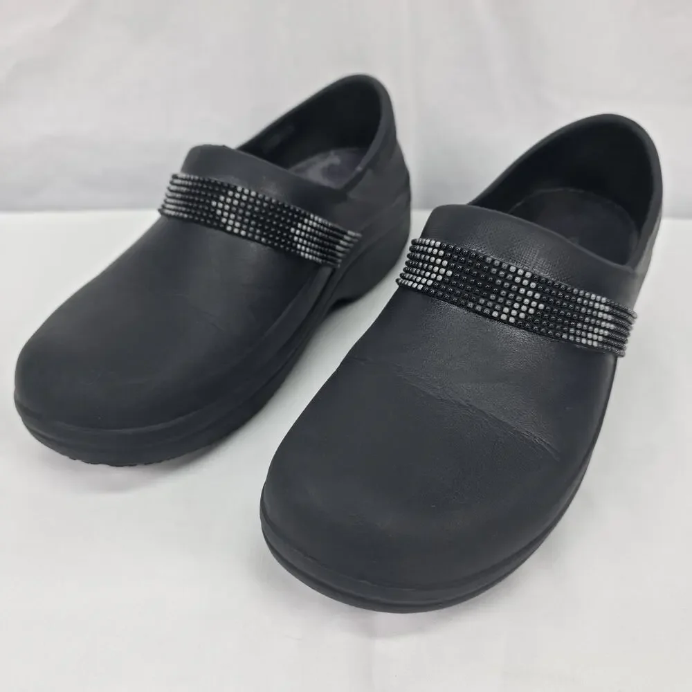 Crocs Neria Pro II Womens 8 Black Rhinestone Slip Resistant Work Clogs Nurse