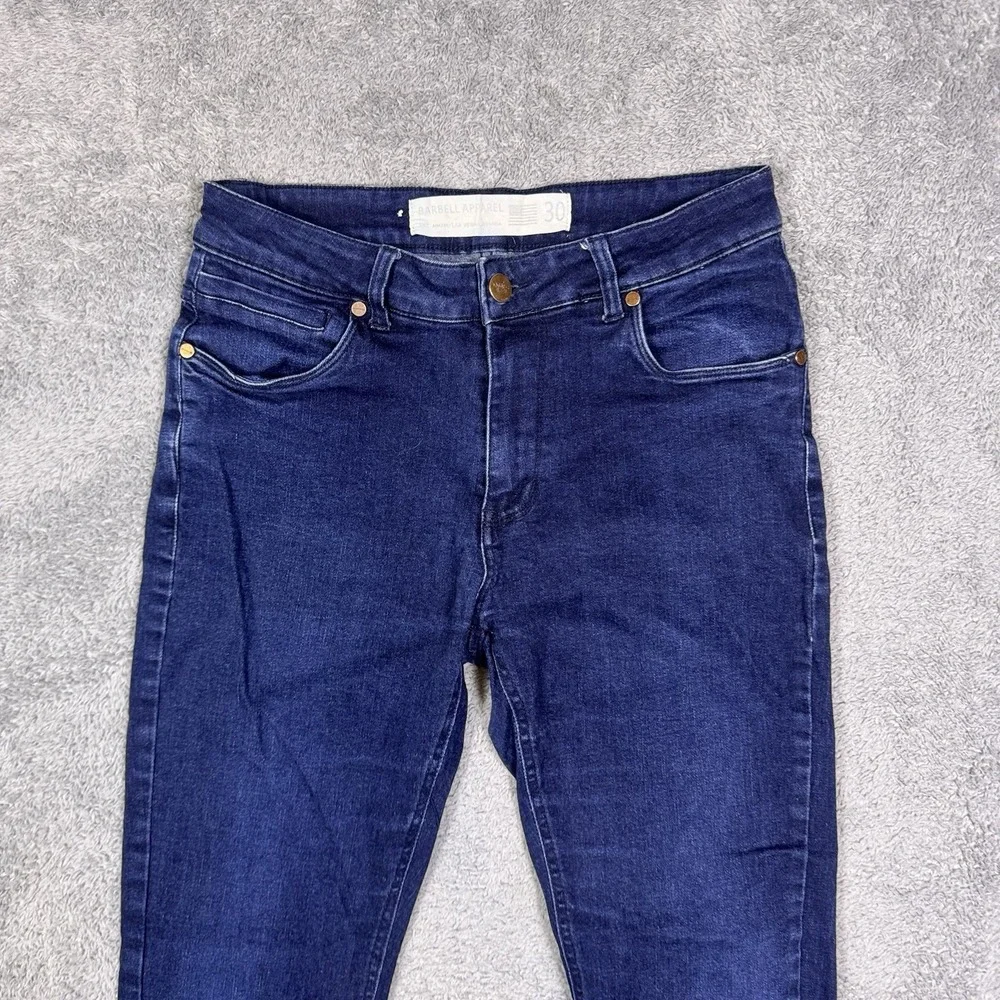 Barbell Apparel Jeans Mens 30x34 Blue Athletic Fit Stretch Denim‎ Dark USA Made