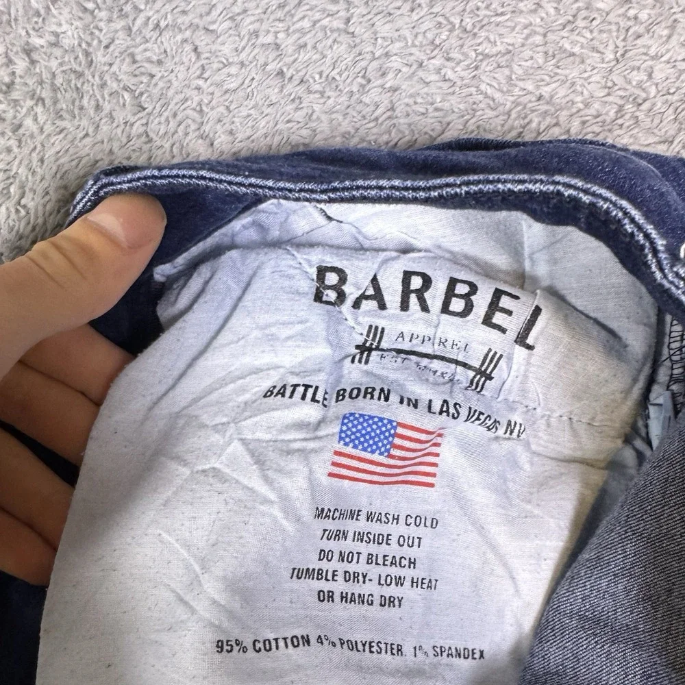 Barbell Apparel Jeans Mens 30x34 Blue Athletic Fit Stretch Denim‎ Dark USA Made