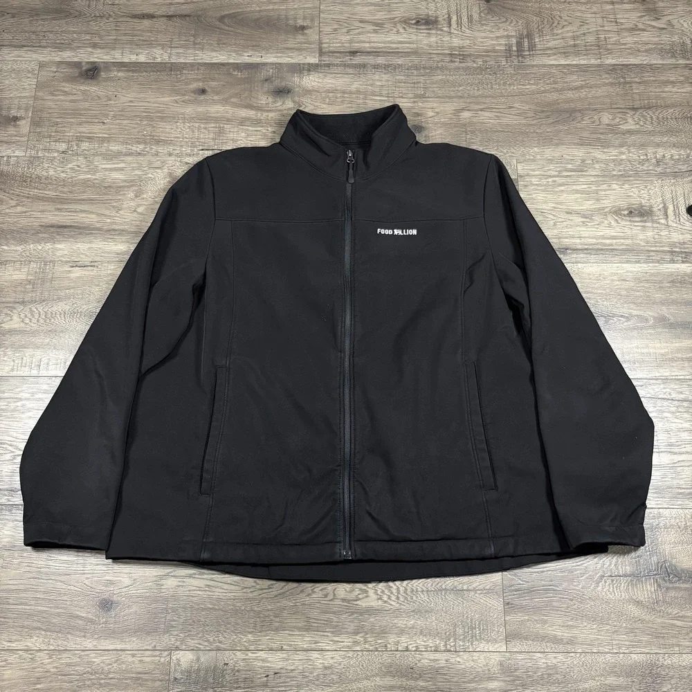 Food Lion Jacket‎ Mens 3XL Black Softshell Full Zip Fleece Lined Workwear Logo