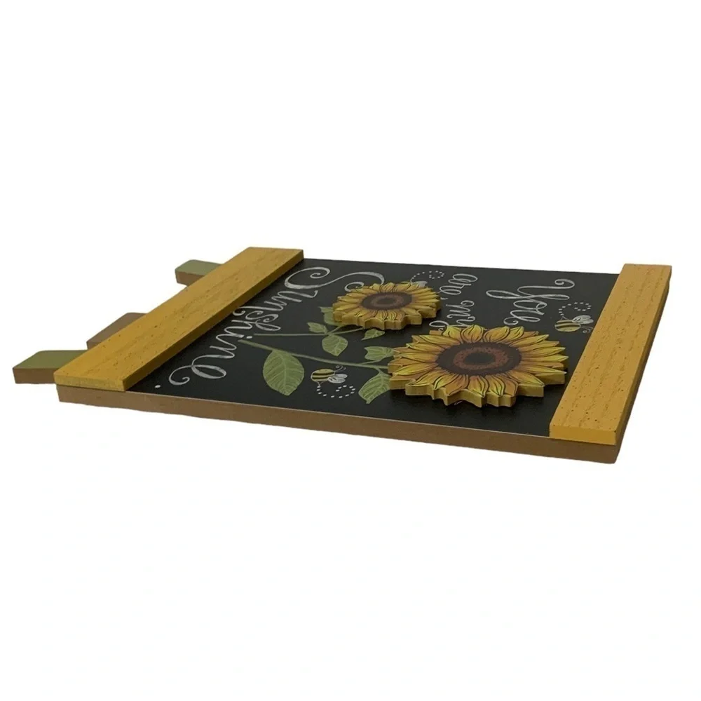 Sunflowers Bees Table Decor by Backyard Freestanding Wood Easel Picture Placque