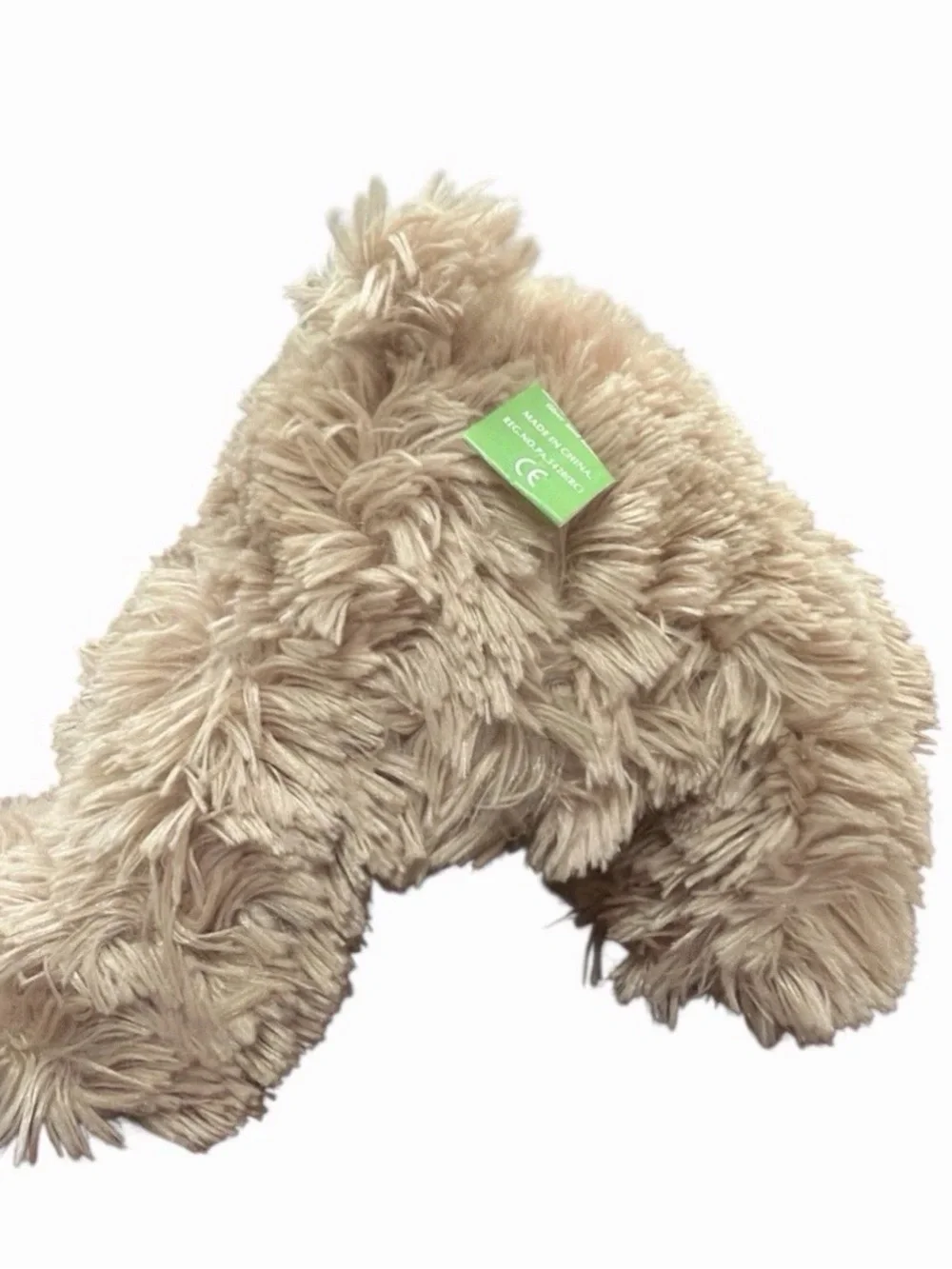 First & Main Plush Beige Teddy Bear with Green Plaid Bow - Soft Kids Toy