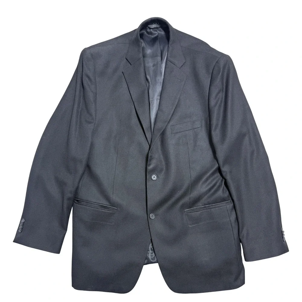John W Nordstrom Blazer Mens 46L Black Wool Loro Piana Super 120s‎ Sport Coat
