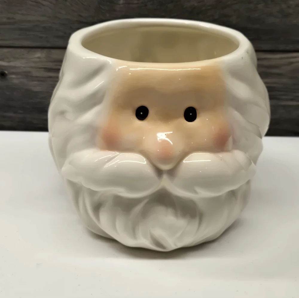Vtg Santa Claus Ceramic Candy Dish w/Puffy Cheeks 5