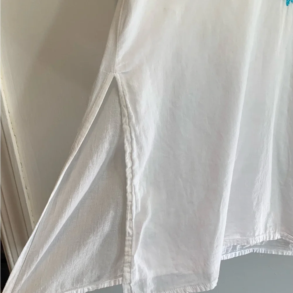 SOL India Gauze Turquoise Embroidery Coverup Tunic Large