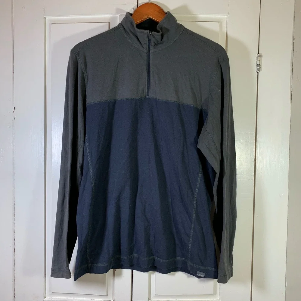 Eddie Bauer Travex Mens Medium Gray Blue 1/4‎ Zip Pullover Gorpcore Outdoorsy