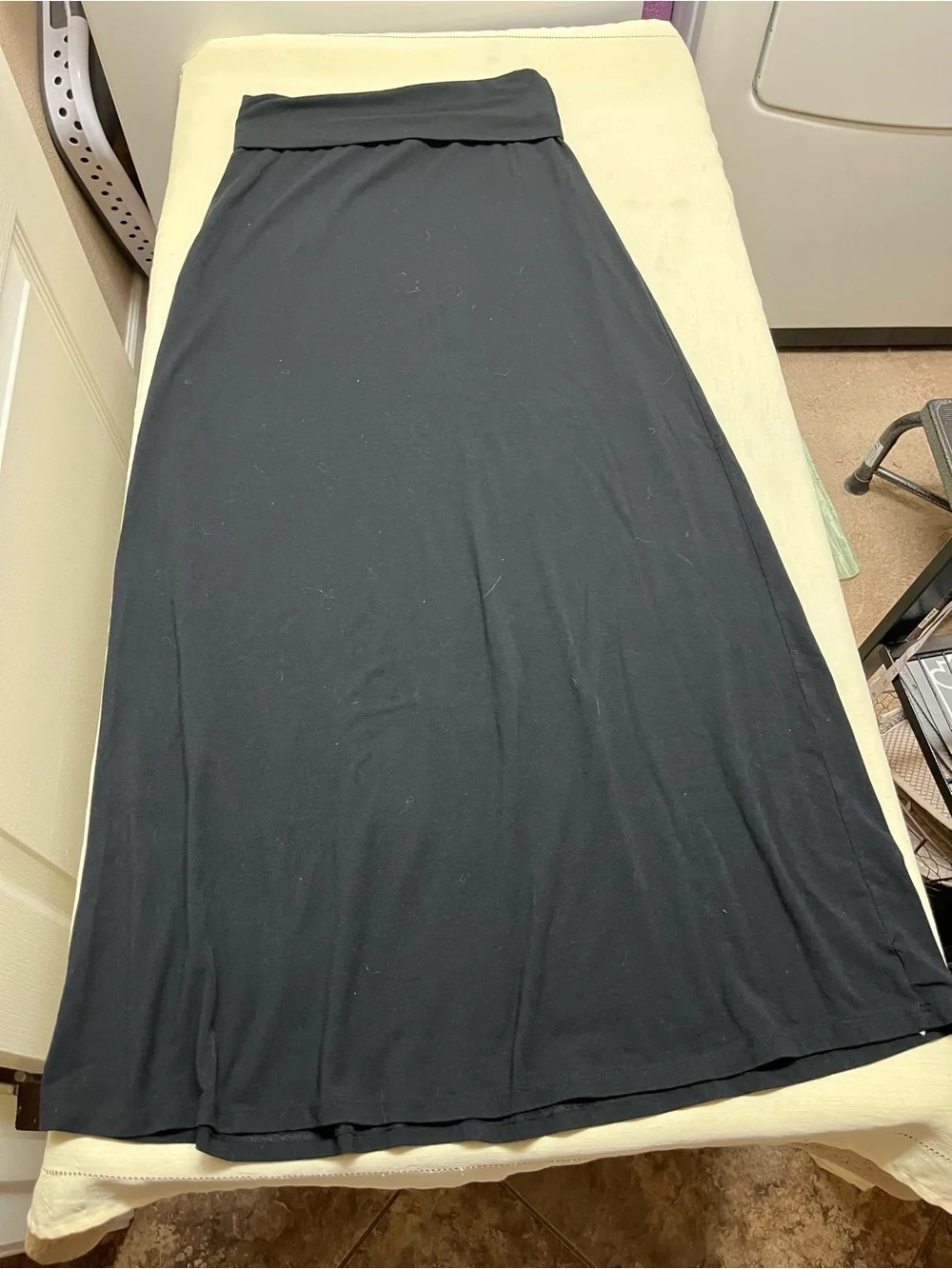 Splendid M black fold over Pima cotton stretch modal maxi skirt