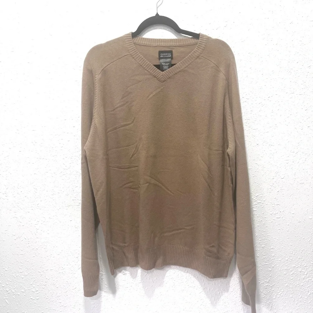 George Tan V-Neck‎ Sweater Lightweight cashmere Knit Large