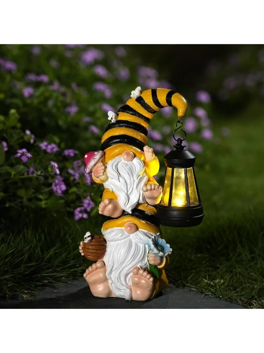Funny Solar Garden Gnome Statue - Outdoor Decor for Yard, Patio & Lawn Gifts