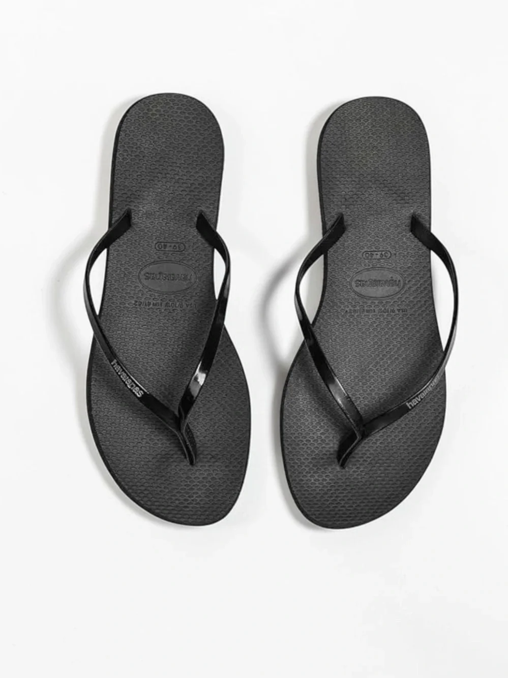 🌻NEW w/tag Havaianas You Black Glossy Thong Flip Flop Sandals Women's Size 9/10