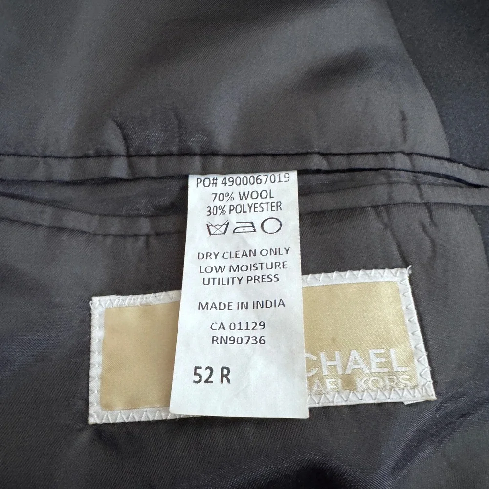 Michael Kors Blazer Mens 52 R Navy Blue Solid Wool Blend Two‎ Button Sport Coat
