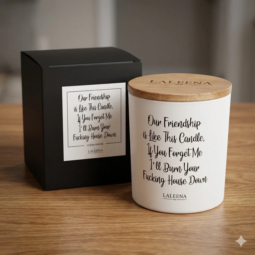 Laleena Ocean Breeze 11oz Scented Candle Funny Friendship Gift Wood Lid‎ NEW