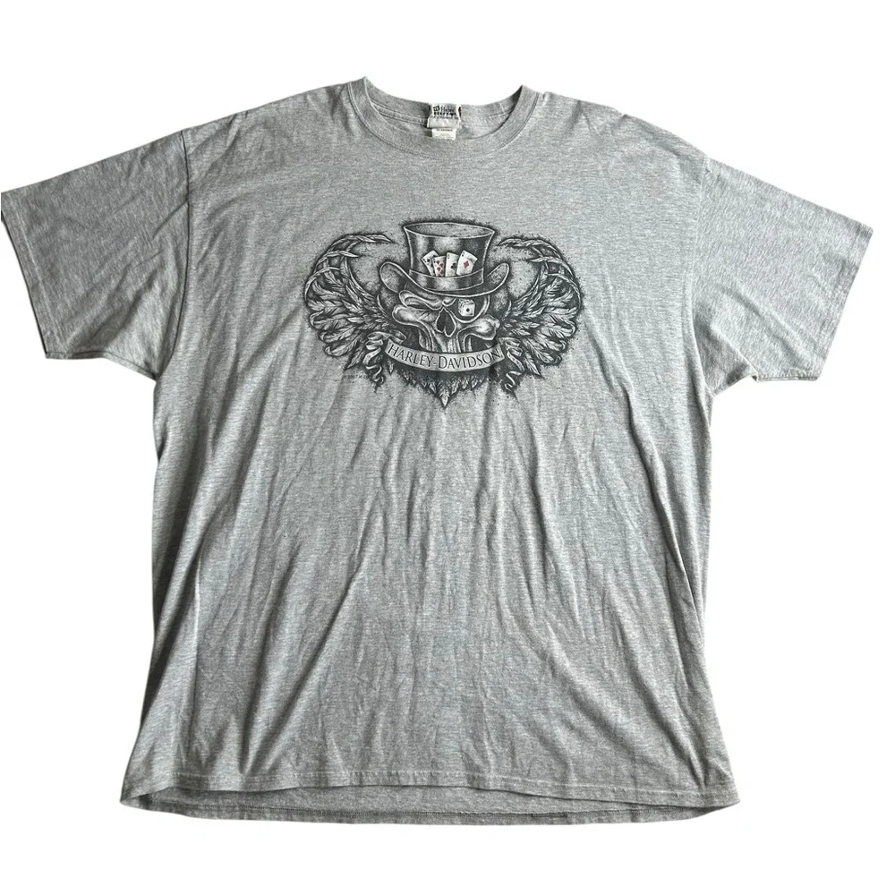 Harley-Davidson Las Vegas Men’s‎ Graphic T-Shirt 2XL Skull Wings Top Hat Poker