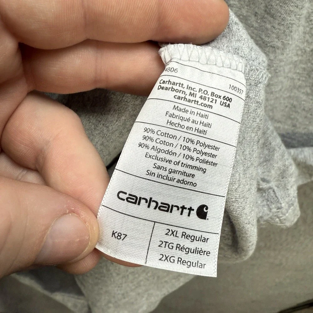 Carhartt size tag